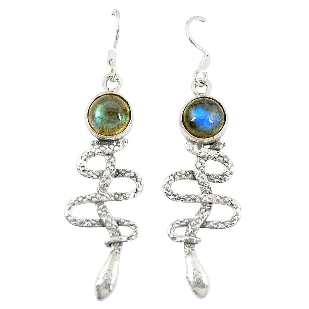 Natural blue labradorite 925 sterling silver snake earrings jewelry d23352