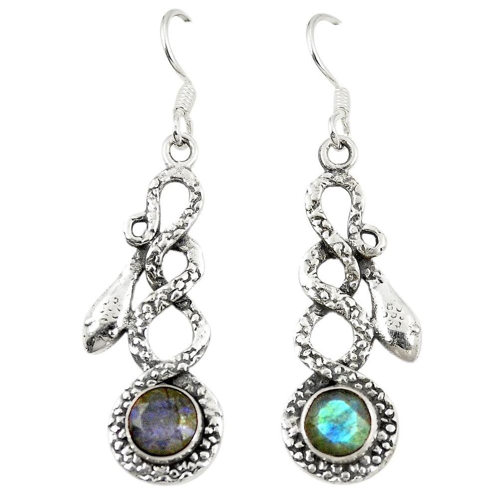 Natural blue labradorite 925 sterling silver snake earrings jewelry d23354