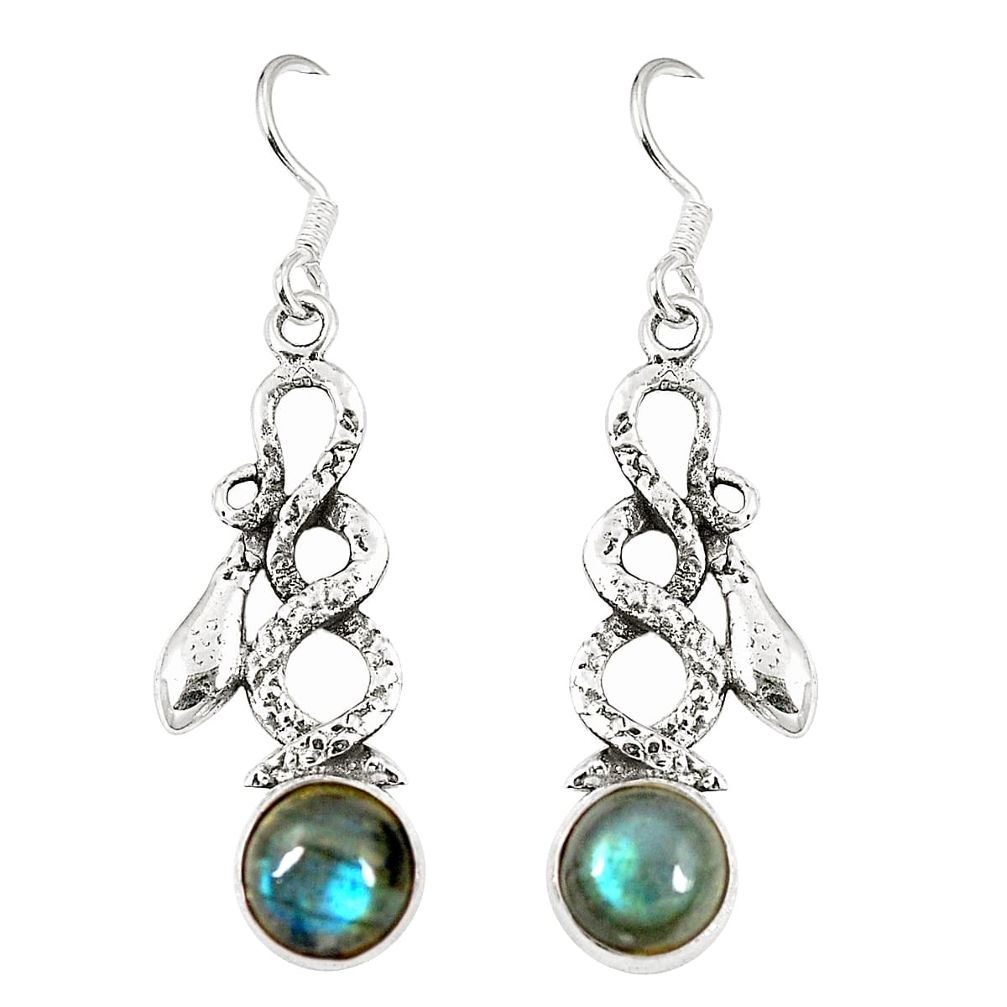 Natural blue labradorite 925 sterling silver snake earrings jewelry d23370