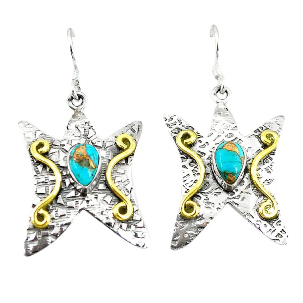  turquoise two tone dangle earrings d2357