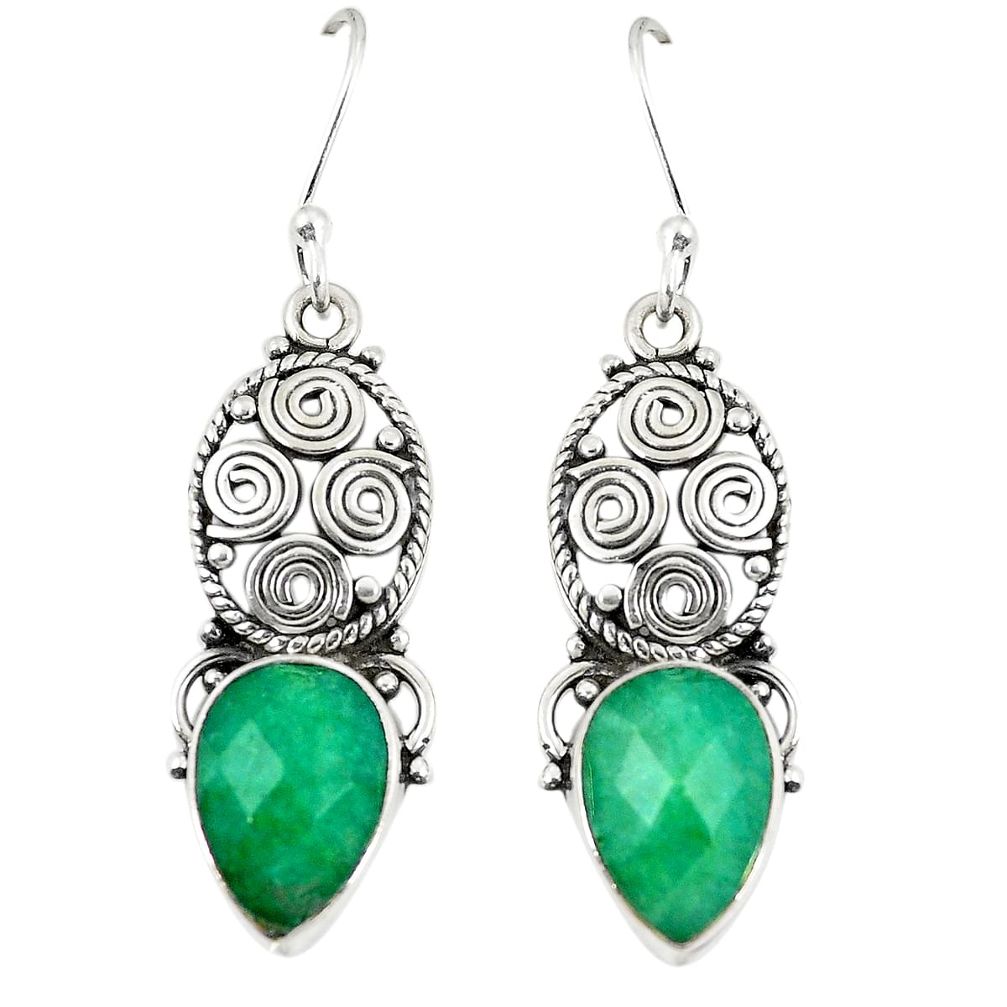 Green emerald quartz 925 sterling silver dangle earrings jewelry d23604