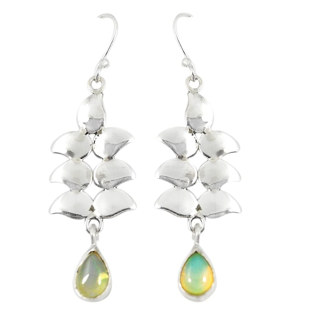 Natural multi color ethiopian opal 925 silver dangle earrings jewelry d23611