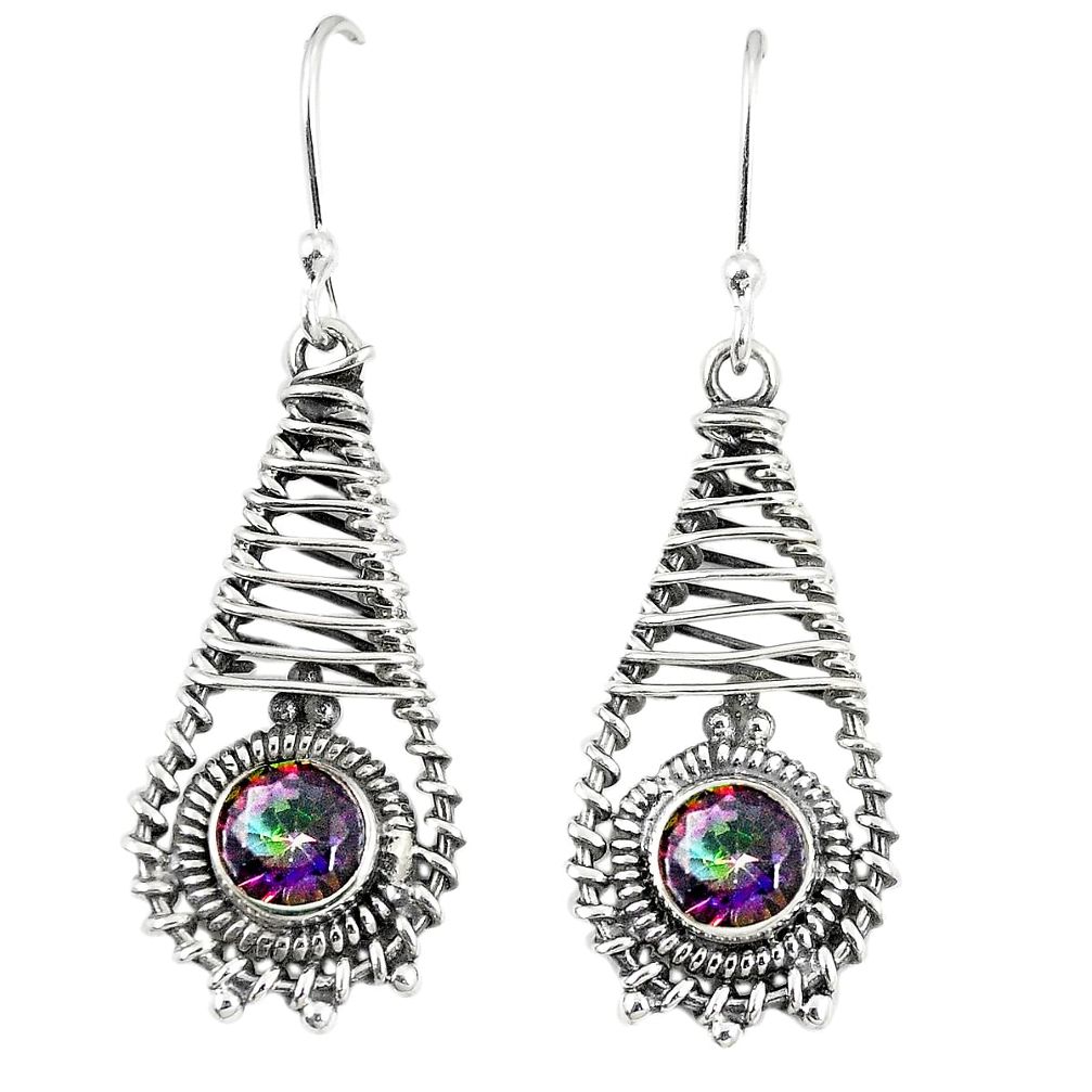 Multi color rainbow topaz 925 sterling silver dangle earrings jewelry d23612