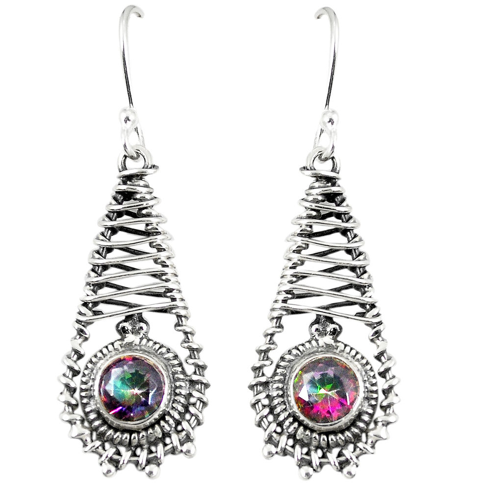 Multi color rainbow topaz 925 sterling silver dangle earrings jewelry d23614