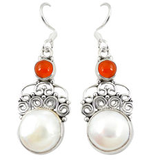 al white pearl cornelian (carnelian) dangle earrings d23626