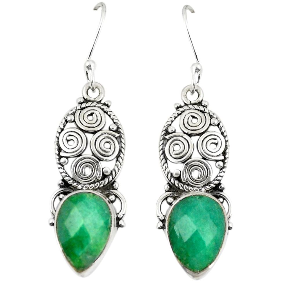 Green emerald quartz 925 sterling silver dangle earrings jewelry d23642