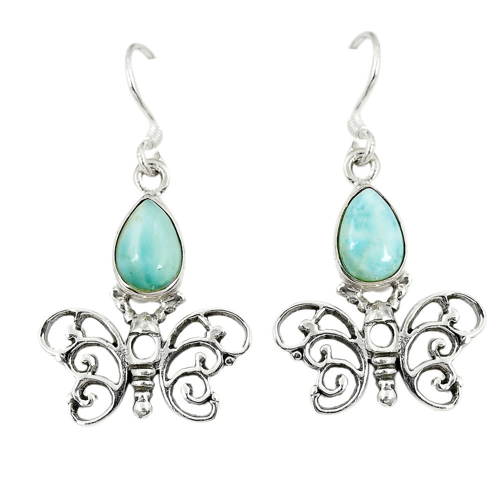 925 sterling silver natural blue larimar butterfly earrings jewelry d23644