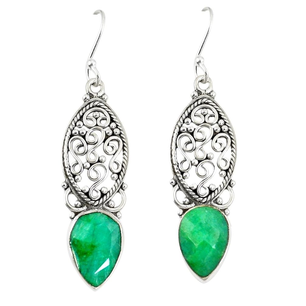 Green emerald quartz 925 sterling silver dangle earrings jewelry d23648