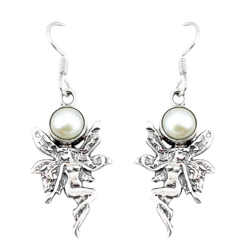 925 sterling silver natural white pearl angel wings fairy earrings jewelry d2419