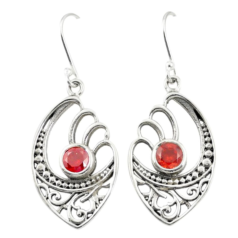 Natural red garnet 925 sterling silver dangle earrings jewelry d25142