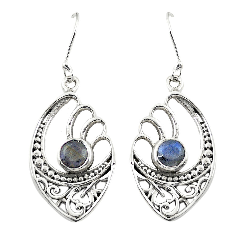 Natural blue labradorite 925 sterling silver dangle earrings d25153