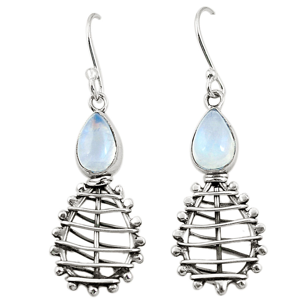 925 sterling silver natural rainbow moonstone dangle earrings jewelry d25220