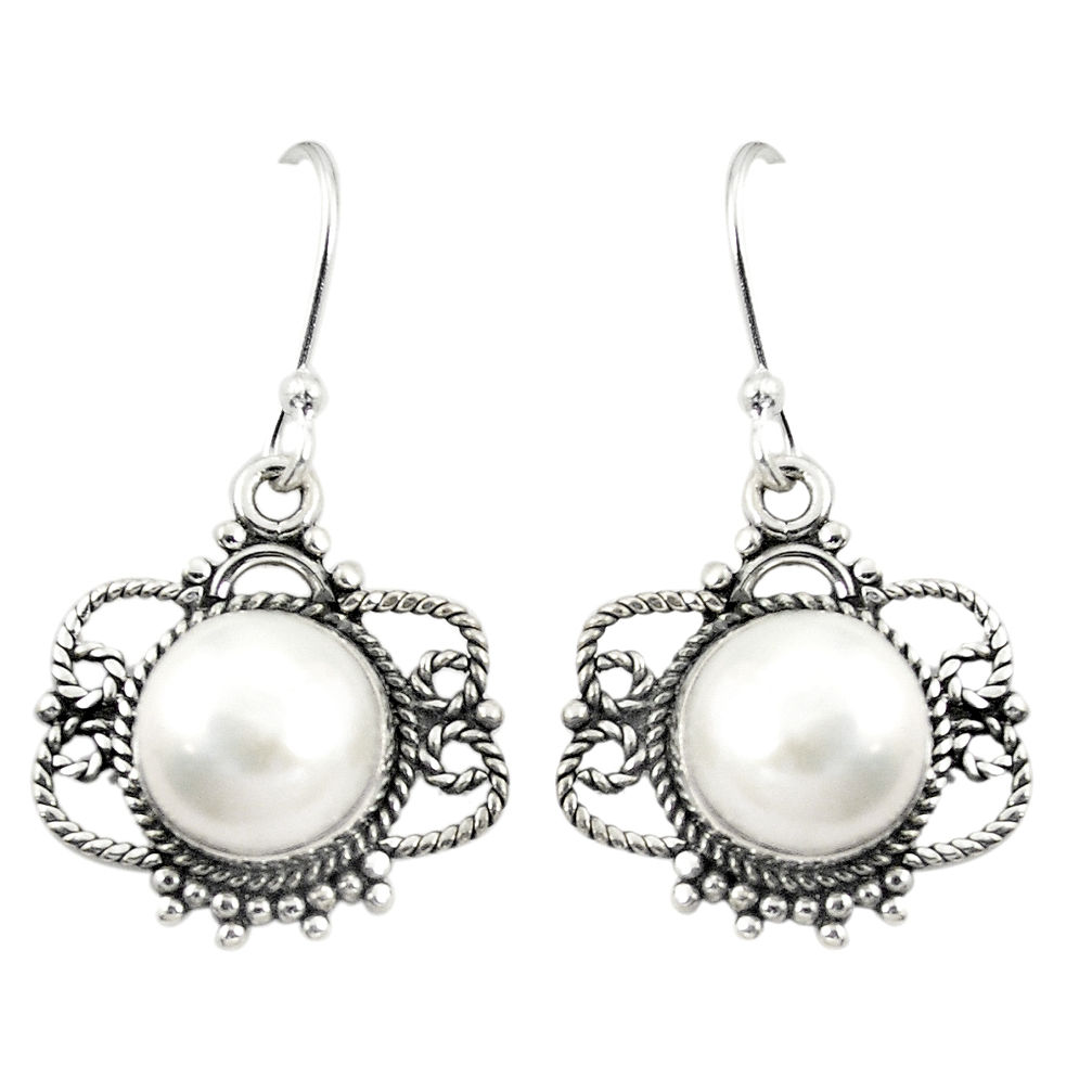 Natural white pearl 925 sterling silver dangle earrings jewelry d25222