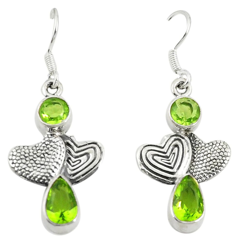 Green peridot quartz 925 sterling silver couple hearts earrings jewelry d25301