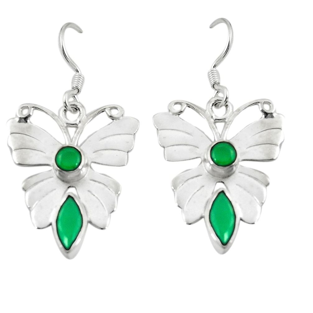 Green emerald quartz 925 sterling silver butterfly earrings d25314