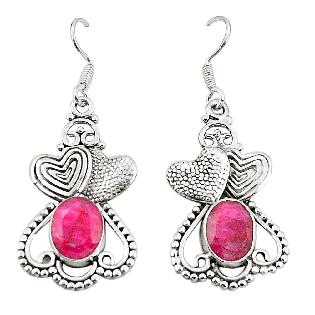 925 sterling silver natural red ruby couple hearts earrings d25337