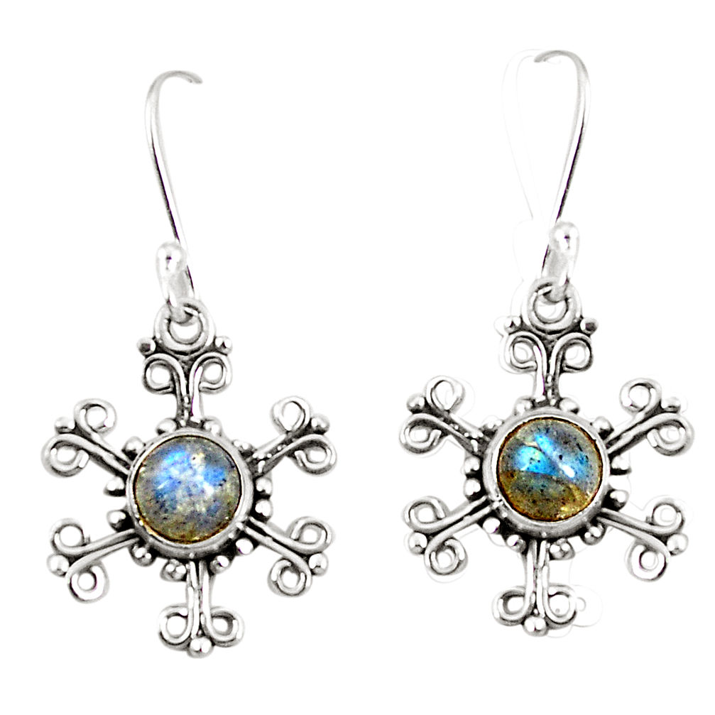 Natural blue labradorite 925 sterling silver dangle earrings d25370