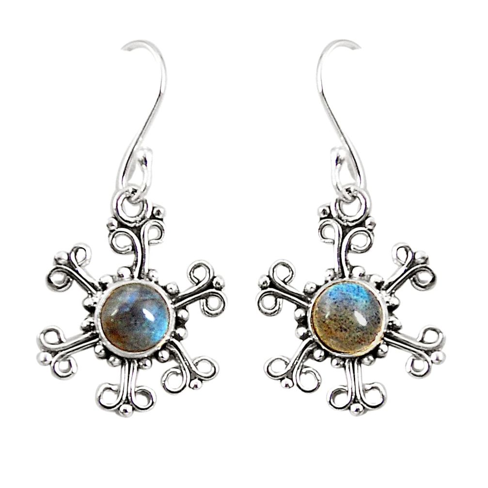 Natural blue labradorite 925 sterling silver dangle earrings jewelry d25373