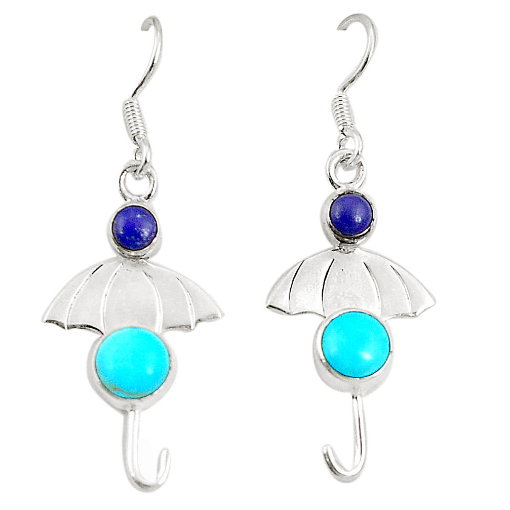 Blue sleeping beauty turquoise 925 silver dangle earrings jewelry d25374