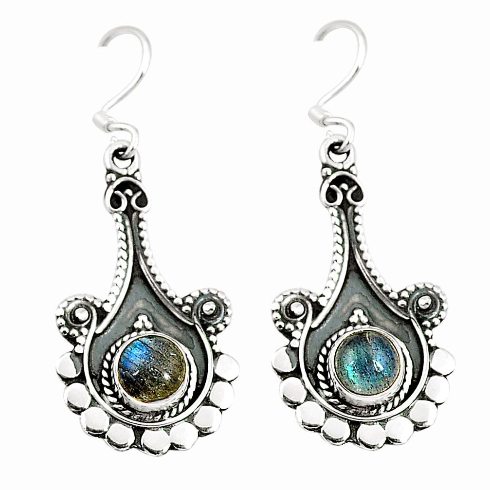 Natural blue labradorite 925 sterling silver dangle earrings d25401