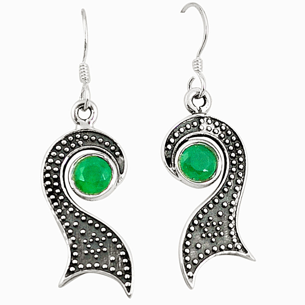 Green emerald quartz 925 sterling silver dangle earrings jewelry d25438