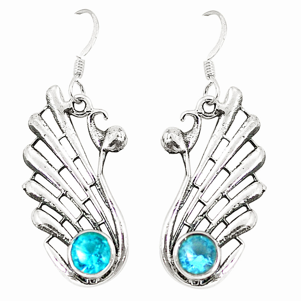 Natural blue topaz 925 sterling silver dangle earrings jewelry d25466