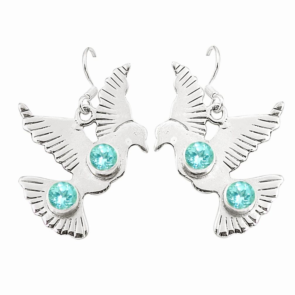 Natural blue topaz 925 sterling silver dangle earrings jewelry d25471