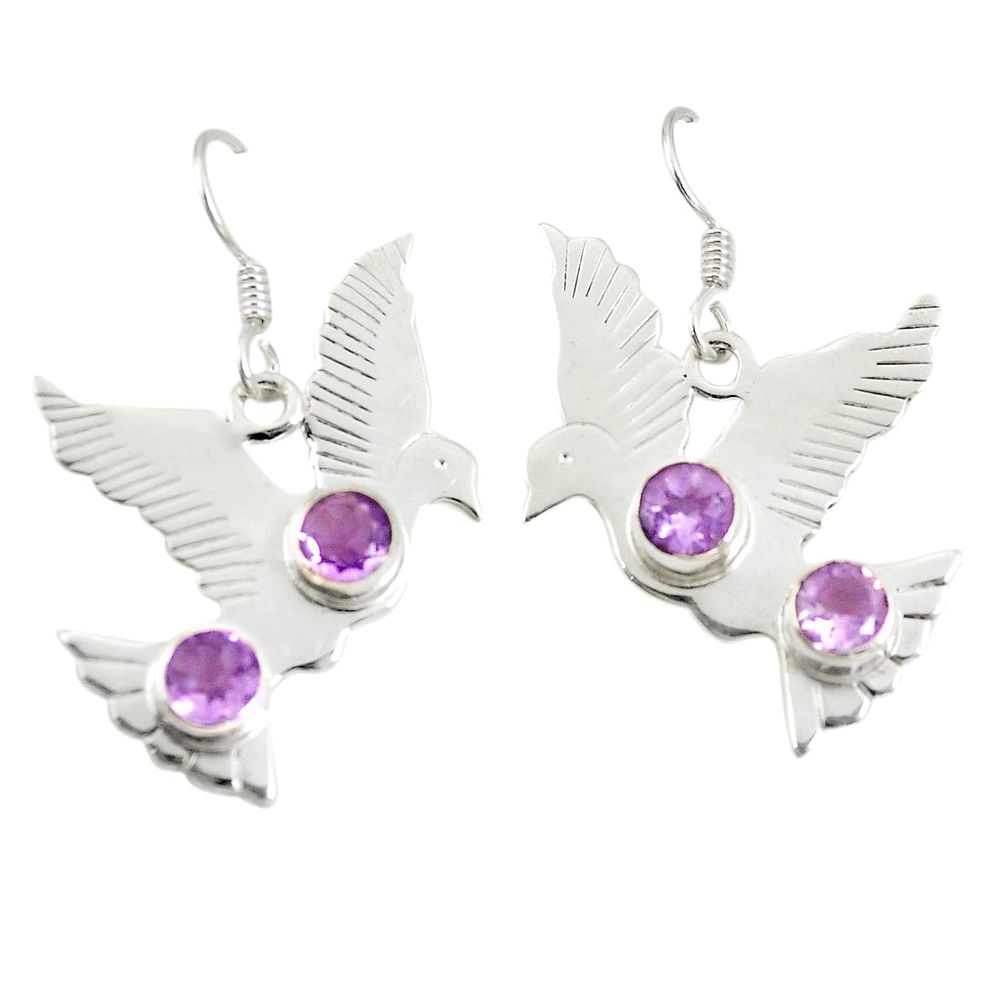 Natural purple amethyst 925 sterling silver dangle earrings d25487