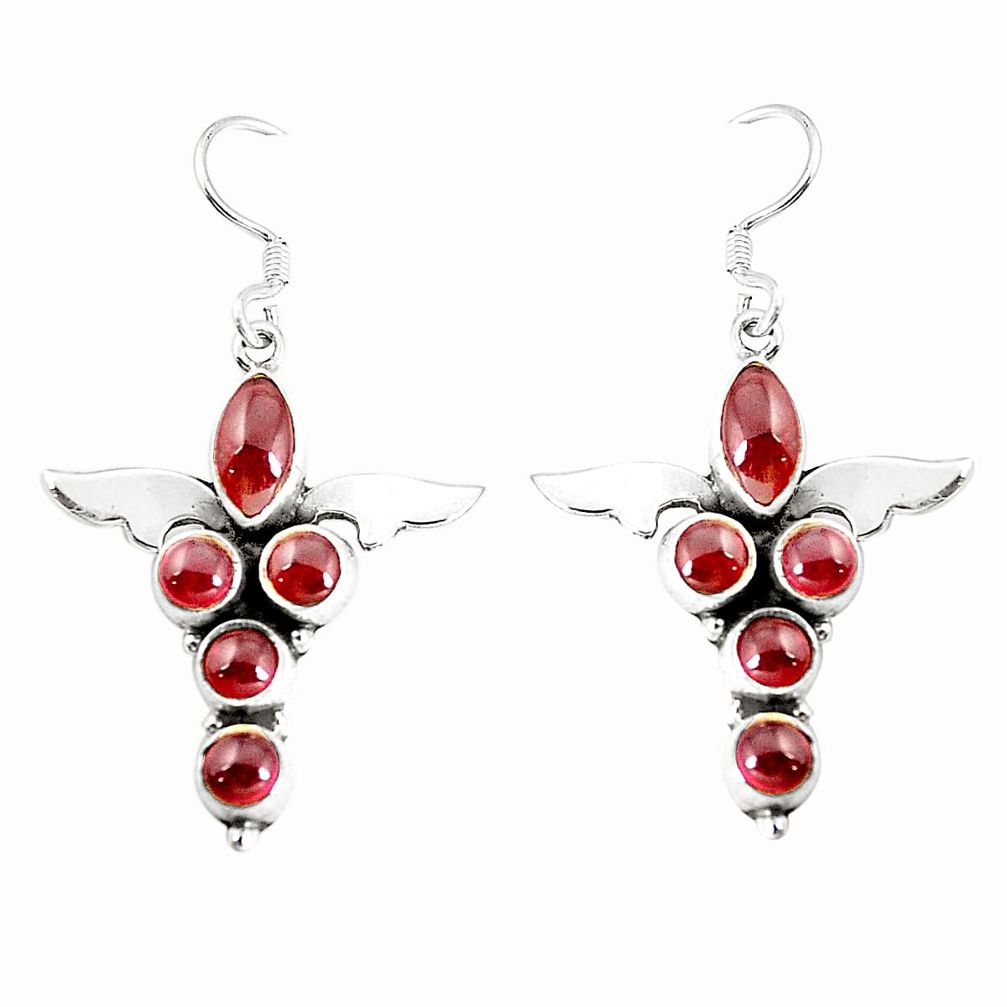 Natural red garnet 925 sterling silver dangle earrings jewelry d25520