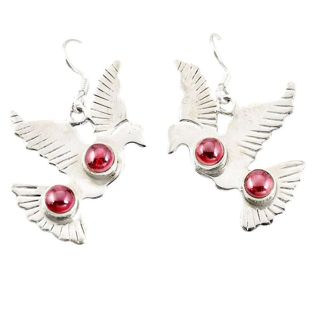 Natural red garnet 925 sterling silver dangle earrings jewelry d25523