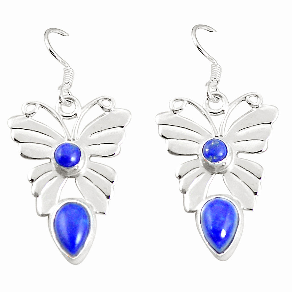 Natural blue lapis lazuli 925 sterling silver dangle earrings jewelry d25571