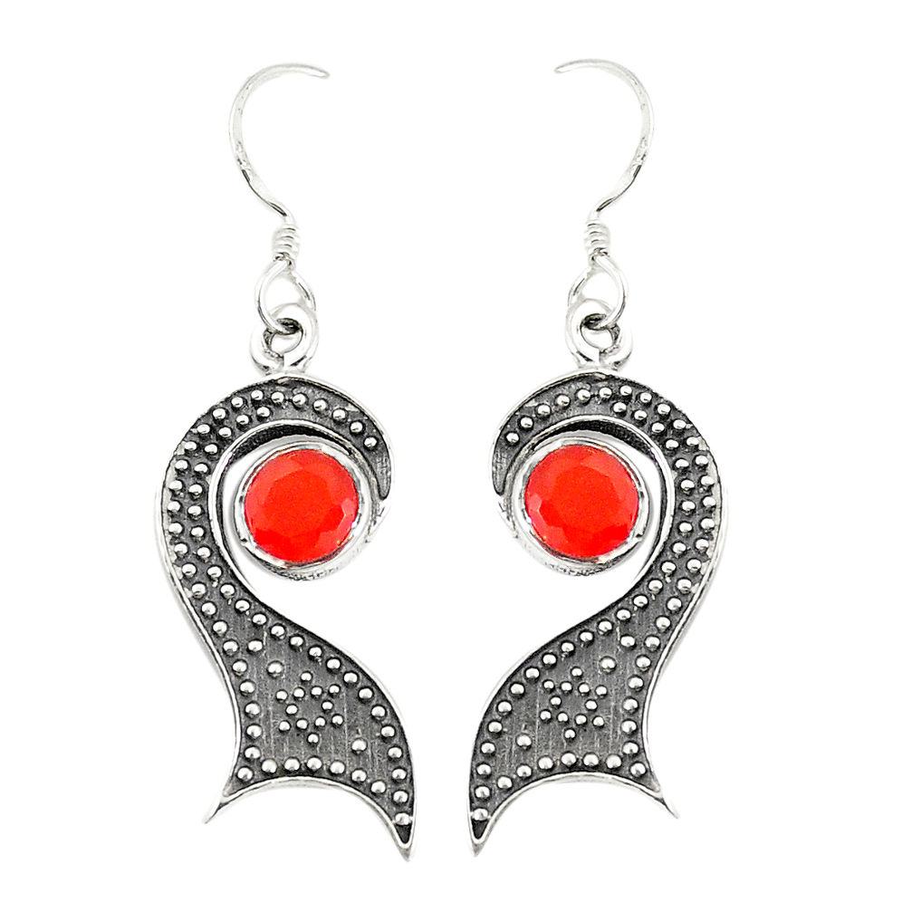 Natural orange cornelian (carnelian) 925 sterling silver earrings d25616