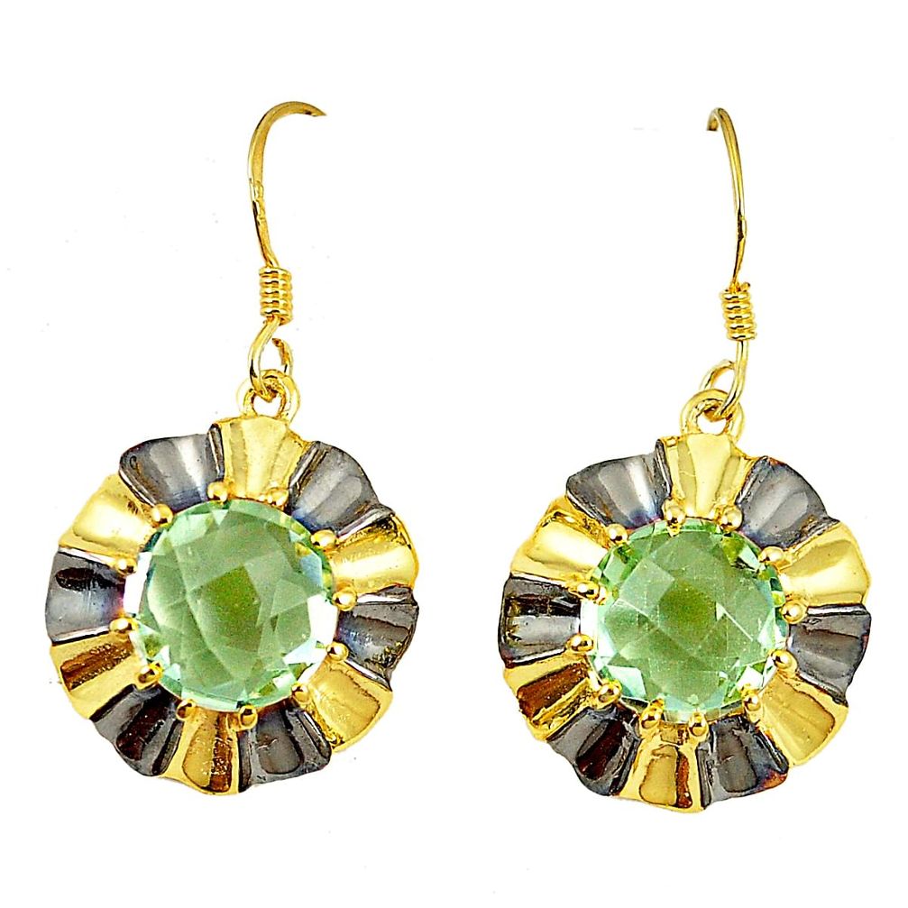 Natural green amethyst 925 silver 14k gold dangle earrings jewelry d25676