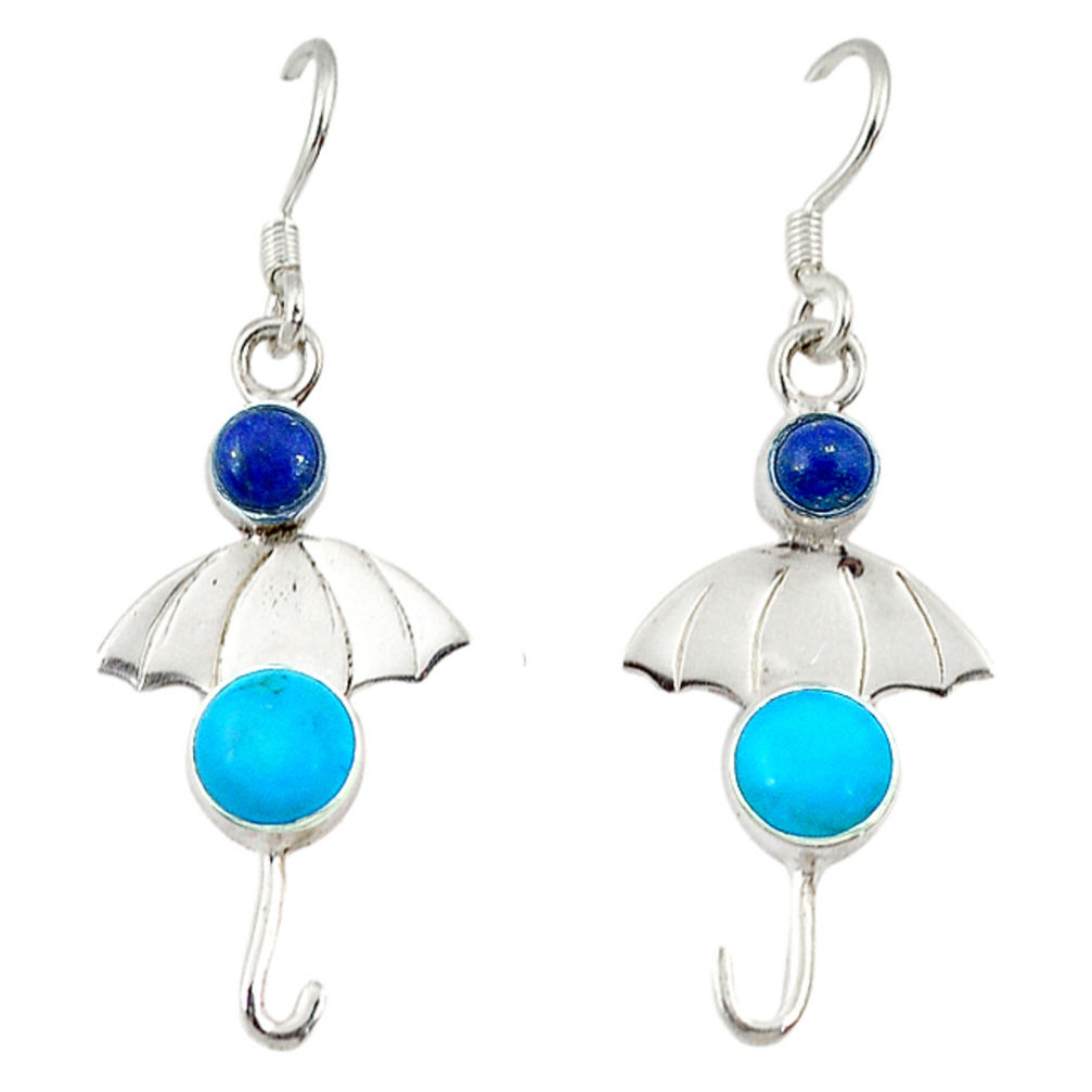 auty turquoise lapis lazuli 925 silver dangle earrings d2569