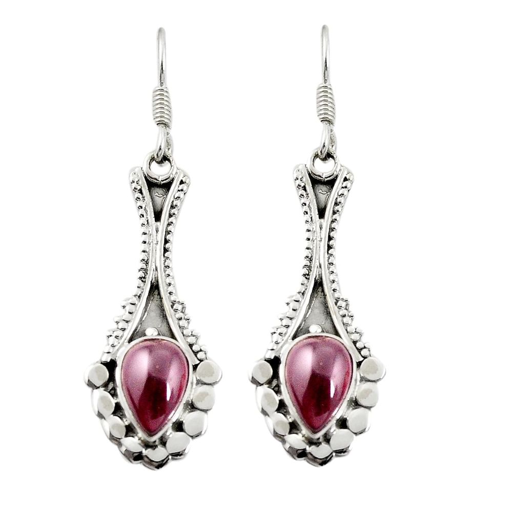 Natural red garnet 925 sterling silver dangle earrings jewelry d26111