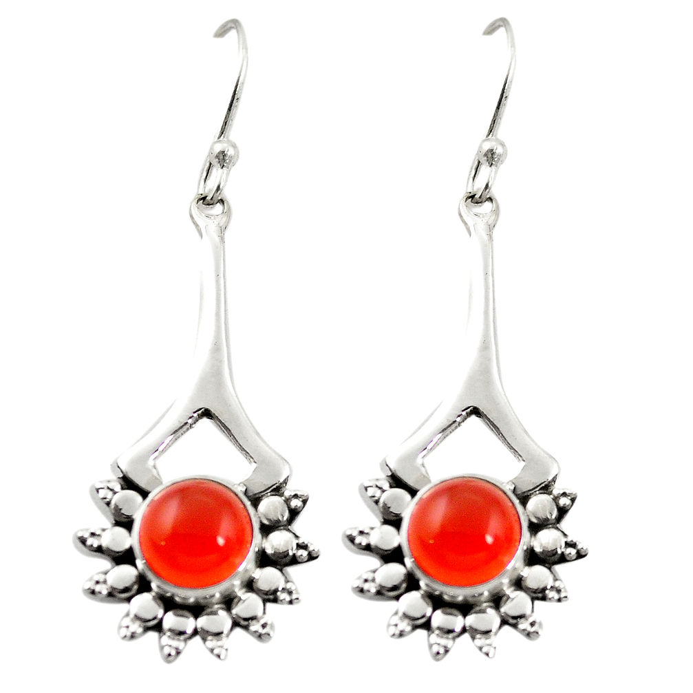 Natural orange cornelian (carnelian) 925 silver dangle earrings d26132