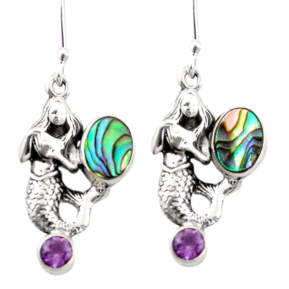 925 silver natural green abalone paua seashell dangle earrings jewelry d26211