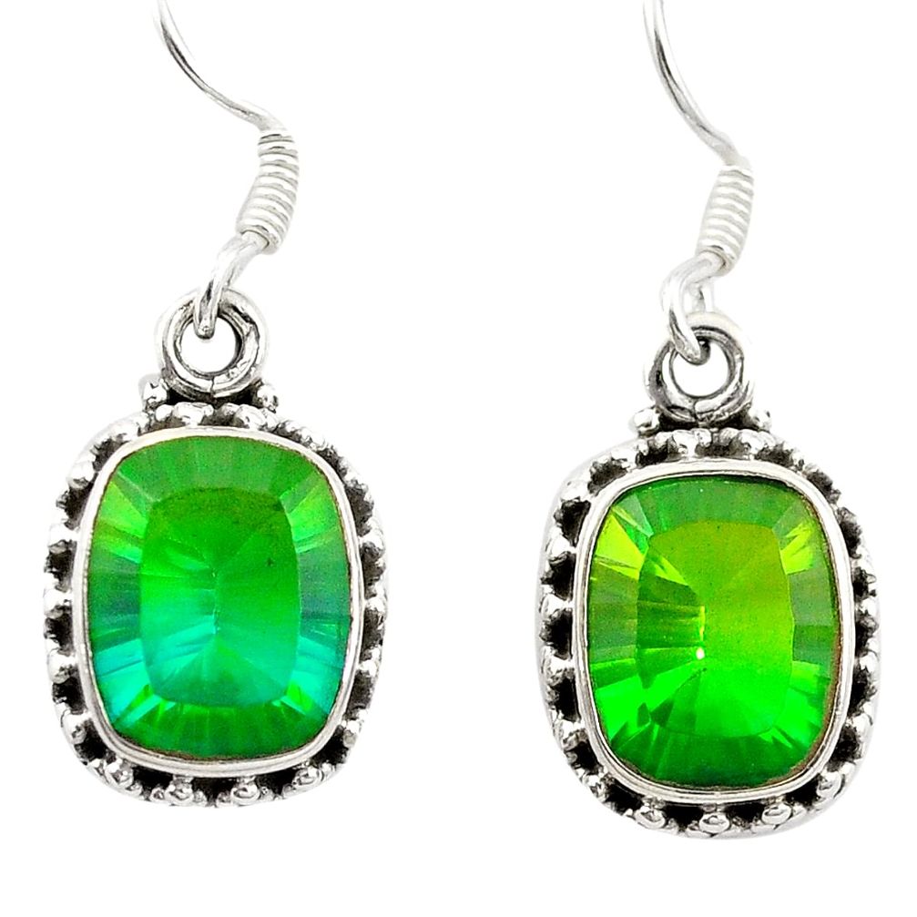 Green tourmaline (lab) 925 sterling silver dangle earrings jewelry d26214