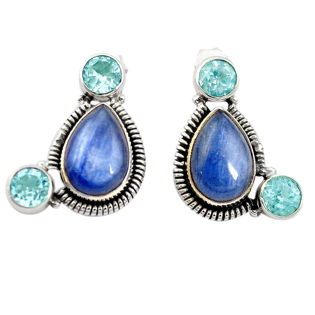 925 sterling silver natural blue kyanite topaz dangle earrings d26220