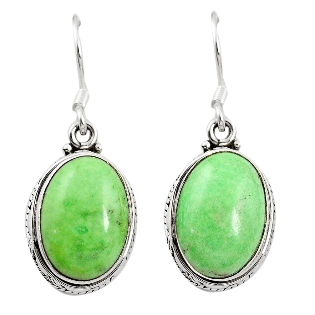 Natural green variscite 925 sterling silver dangle earrings d26327