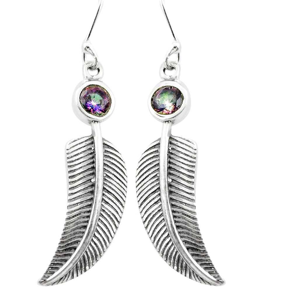 925 silver multi color rainbow topaz deltoid leaf earrings jewelry d26334