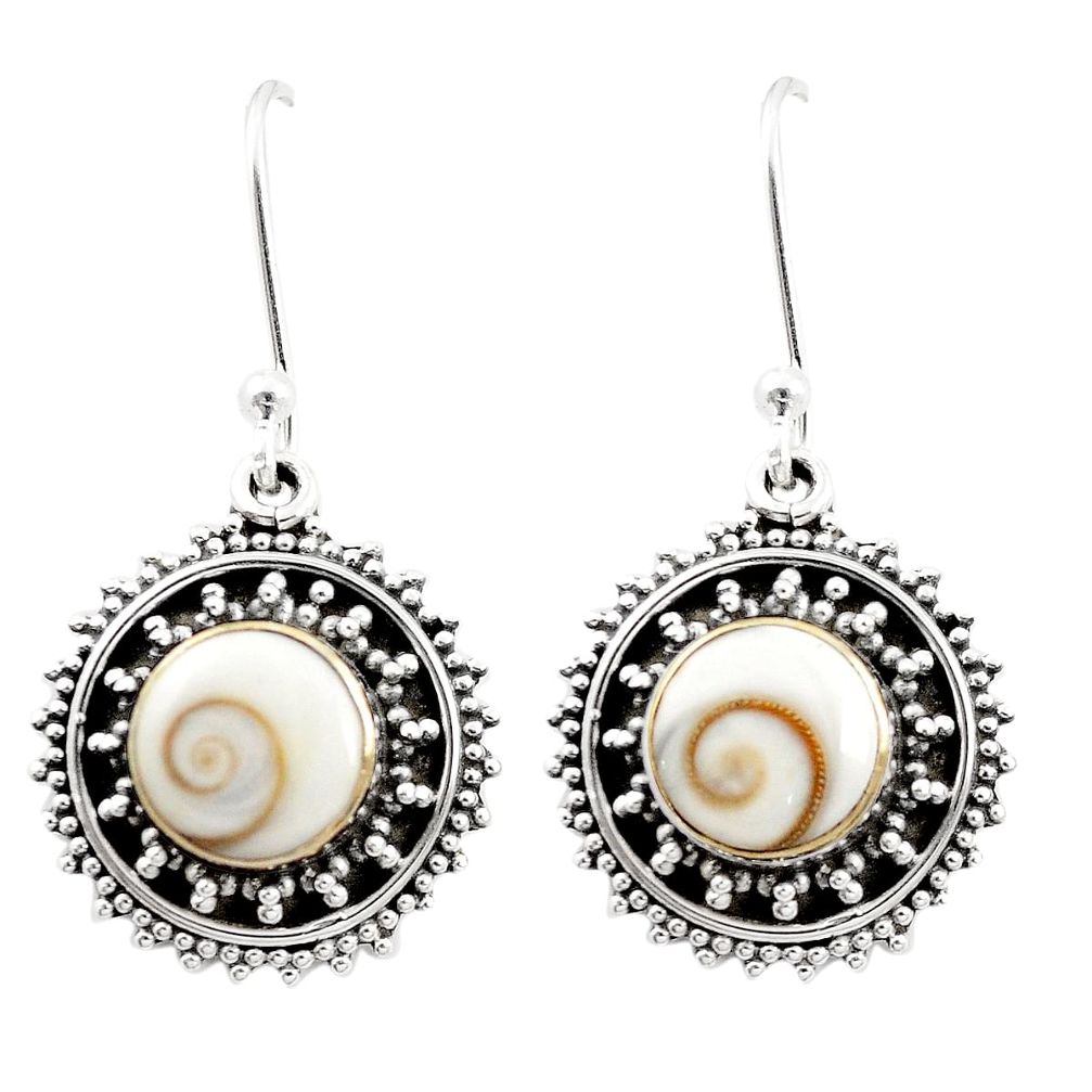 Natural white shiva eye 925 sterling silver dangle earrings d26357