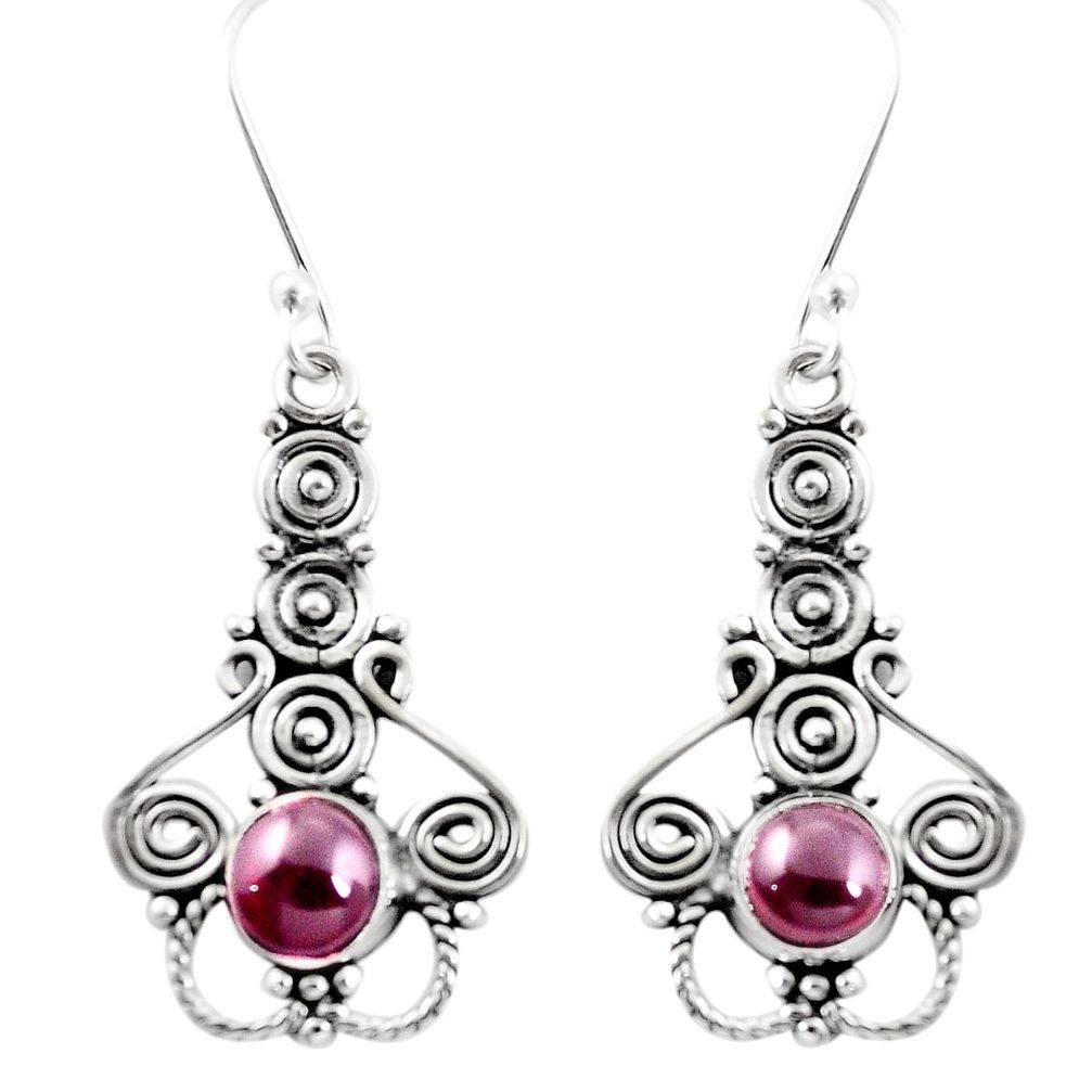 Natural red garnet 925 sterling silver dangle earrings jewelry d26387