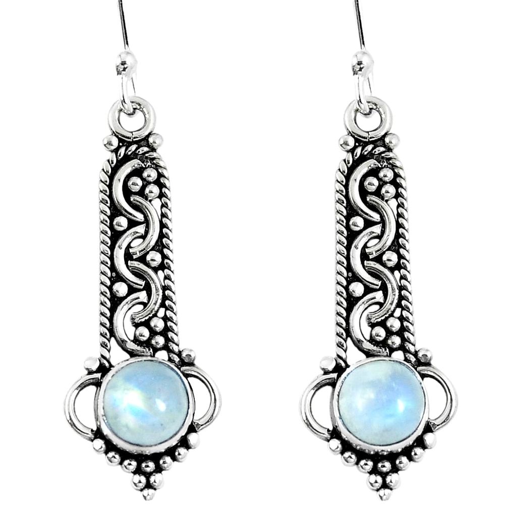 Natural rainbow moonstone 925 sterling silver earrings jewelry d27303