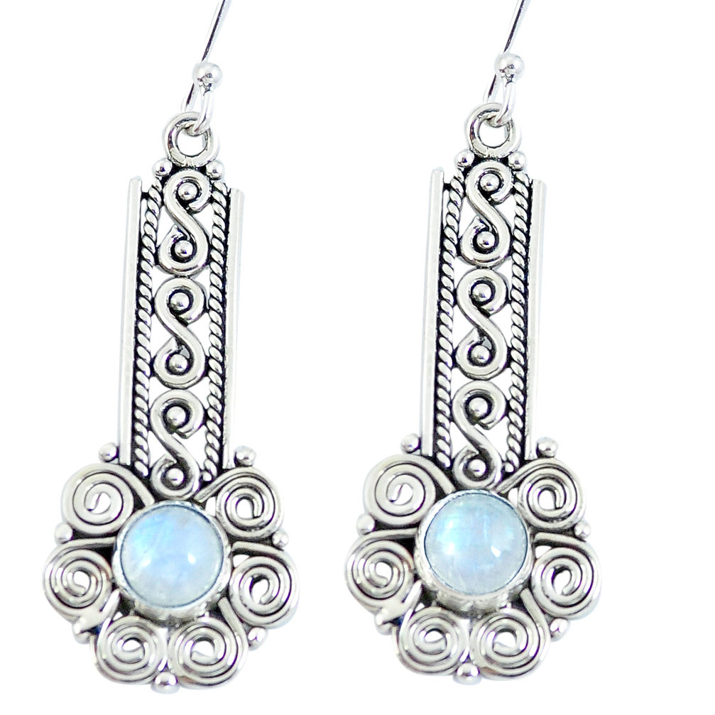 Natural rainbow moonstone 925 sterling silver earrings jewelry d27307