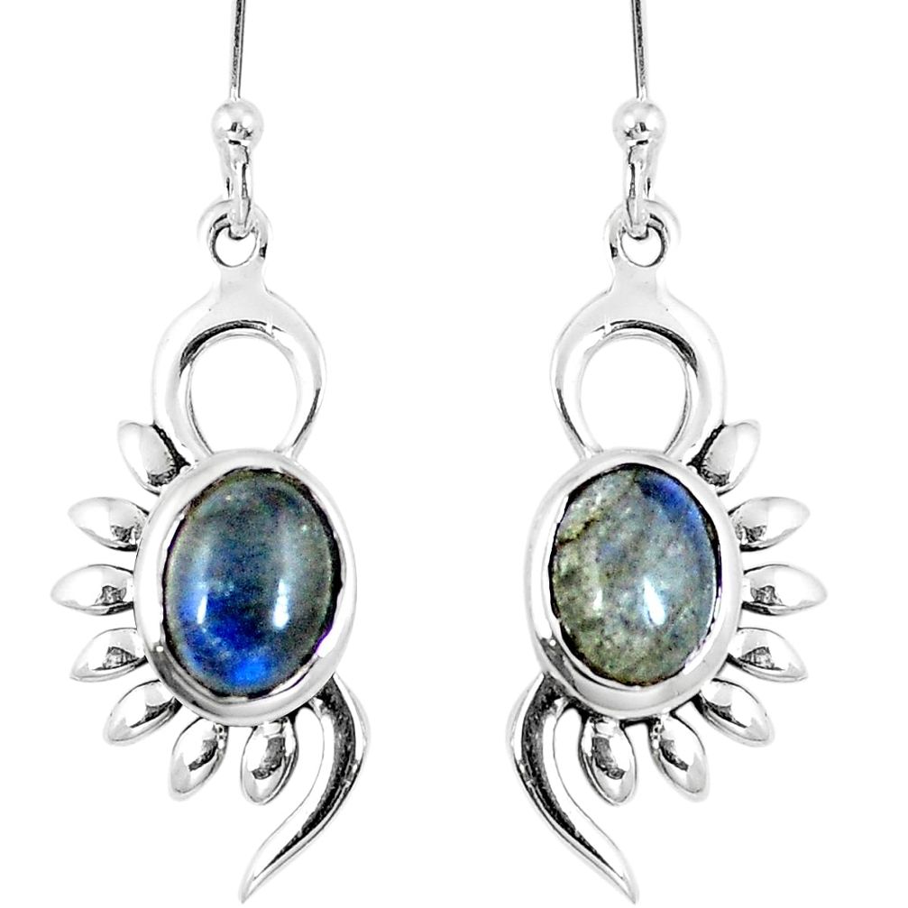 Natural blue labradorite 925 sterling silver earrings jewelry d27310