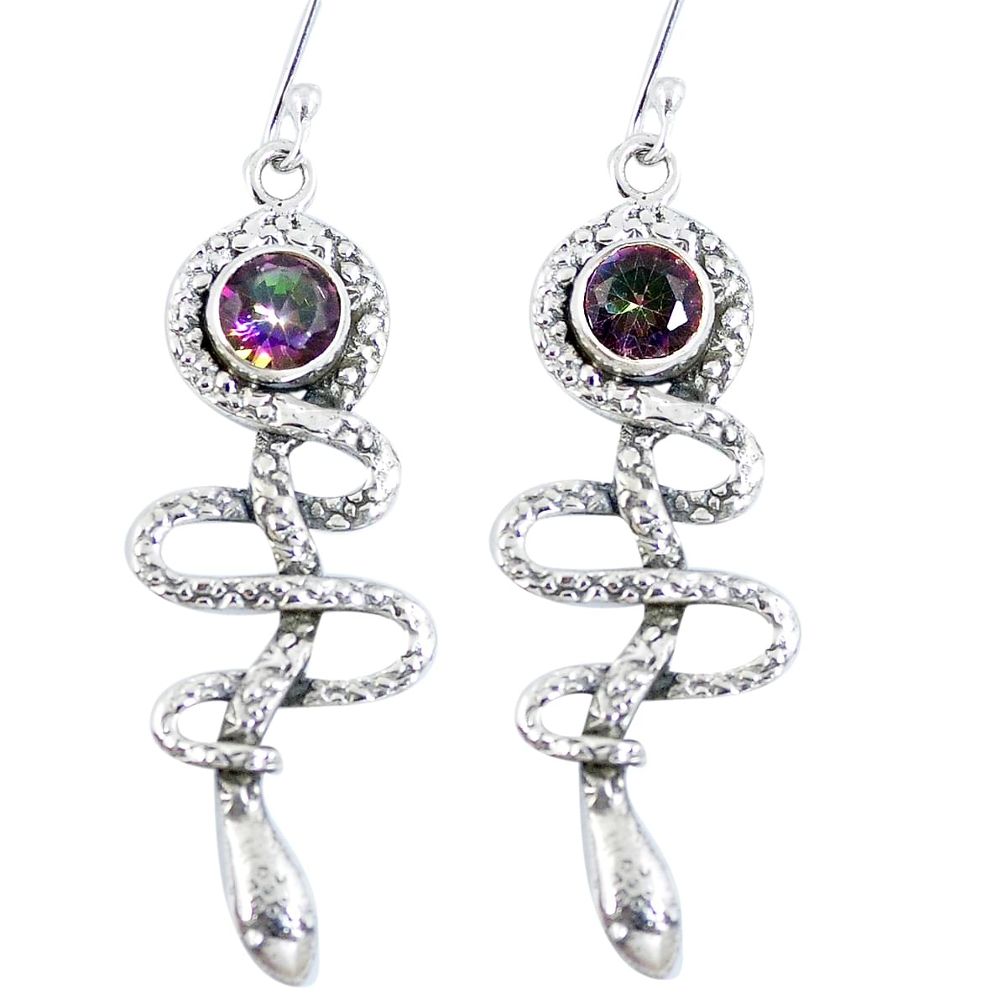925 sterling silver multi color rainbow topaz snake earrings jewelry d27337
