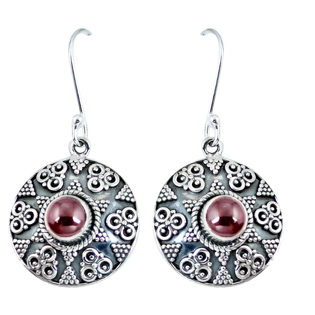 Natural red garnet 925 sterling silver earrings jewelry d27338