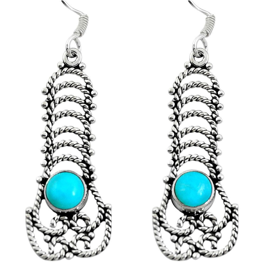 Blue sleeping beauty turquoise 925 silver dangle earrings jewelry d27606