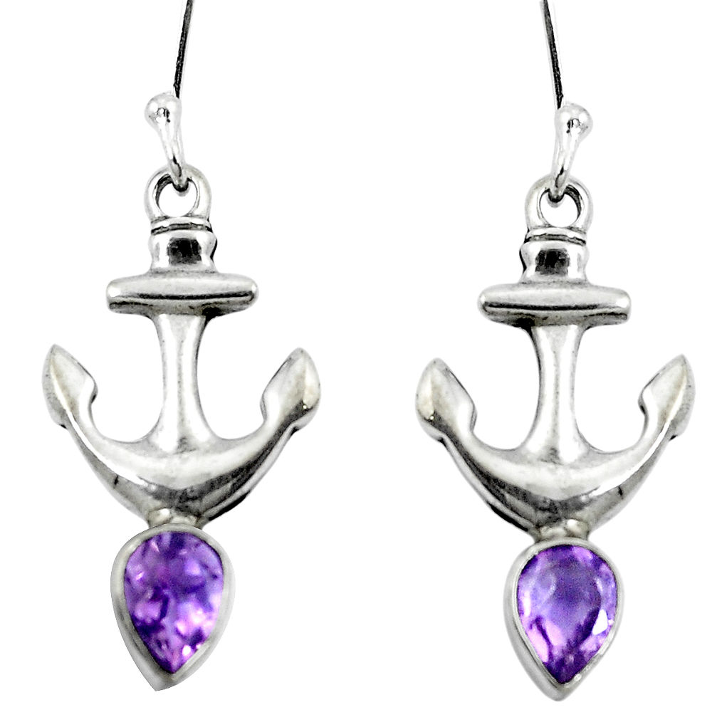 Natural purple amethyst 925 sterling silver dangle earrings jewelry d27613